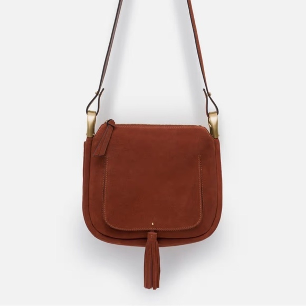 Suede Tassel Shoulder Bag - Rust Red Zara.